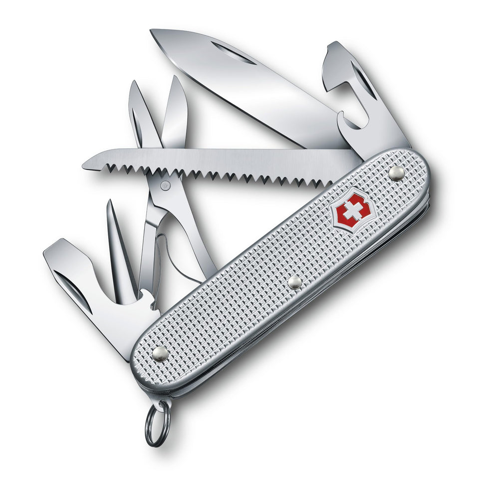 Victorinox Farmer X Alox large blade in use for everyday cutting tasks.