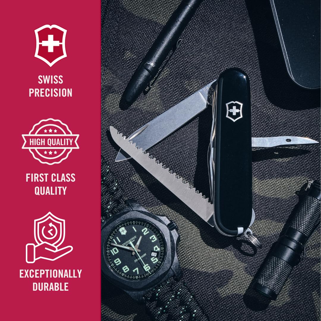Victorinox Huntsman bottle-opener with large screwdriver supports on-site meals and repairs