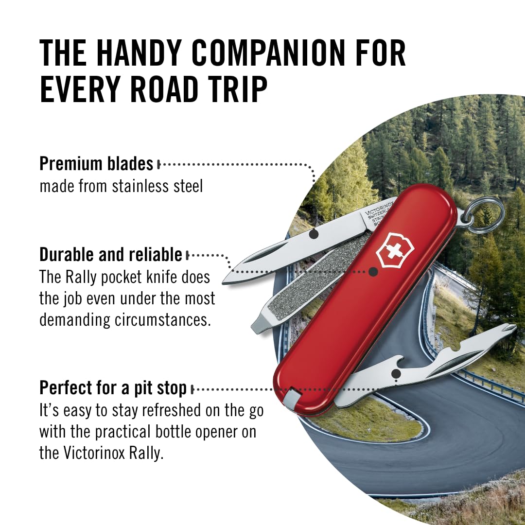 Victorinox Rally nail file and tweezers for precise grooming on the move.