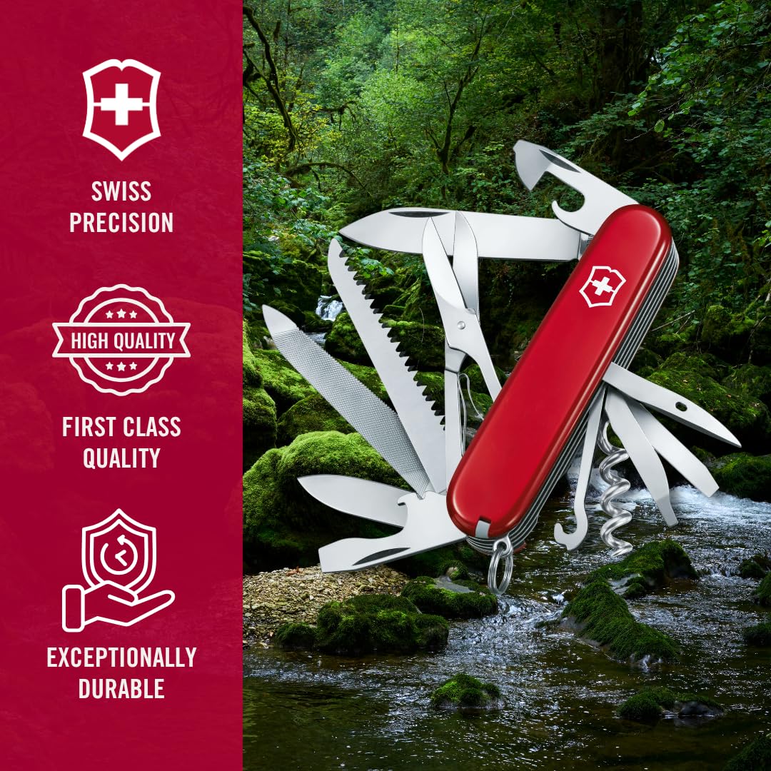 Victorinox Ranger compact toolset shown with red handle for travel use