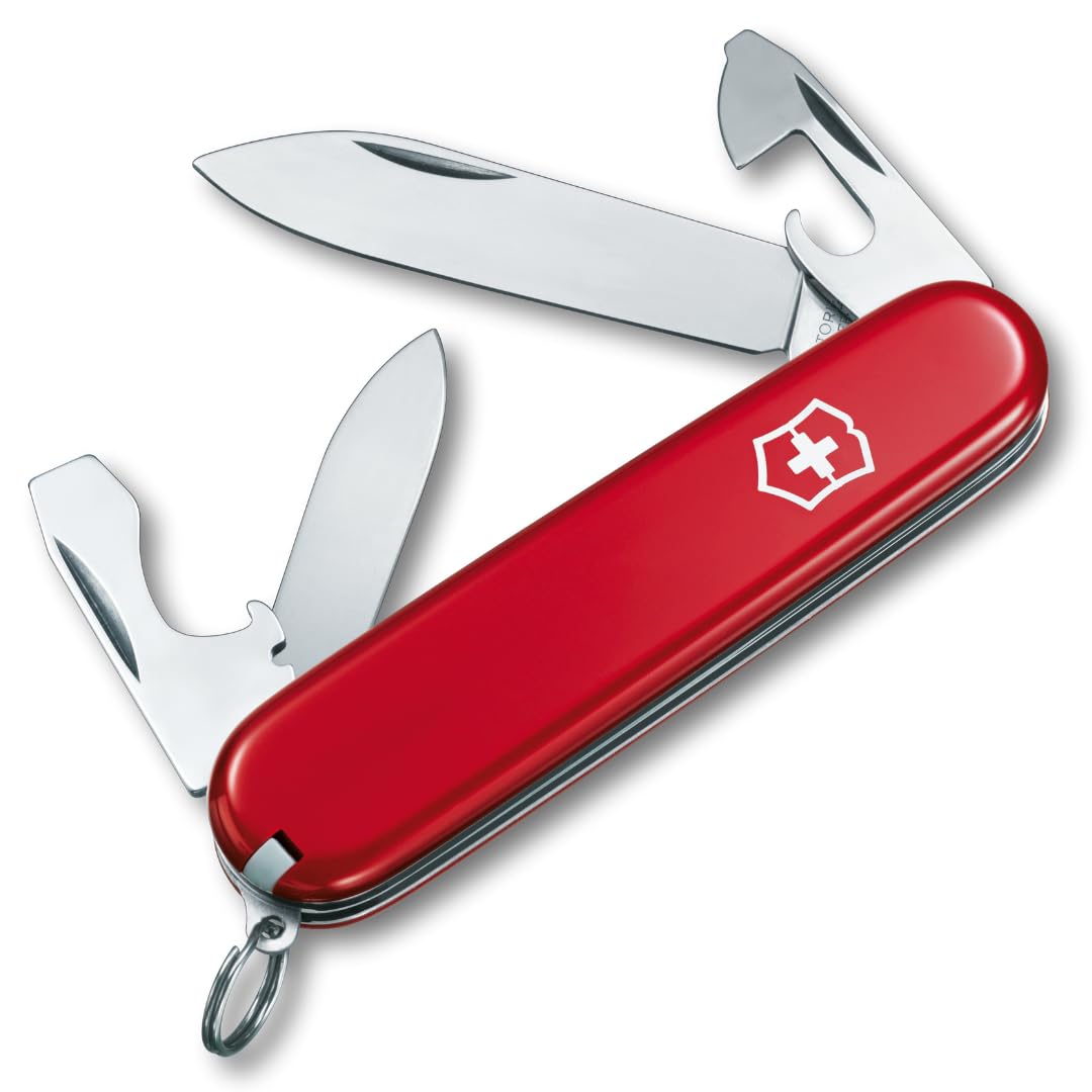 Victorinox Recruit knife open showing ten functions for versatile everyday tasks.