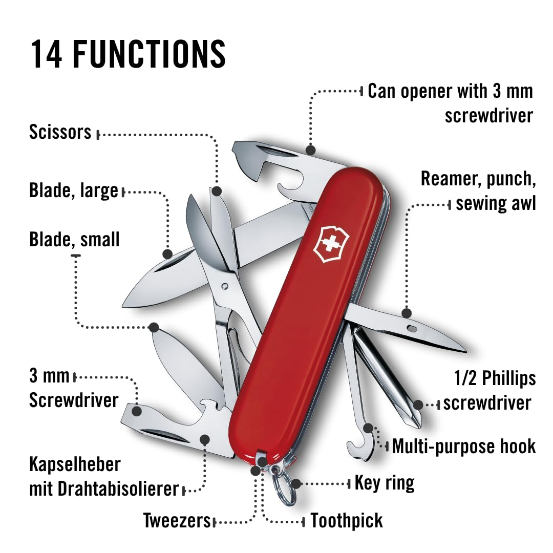 Victorinox Super Tinker, built-in scissors for on-the-go trimming.