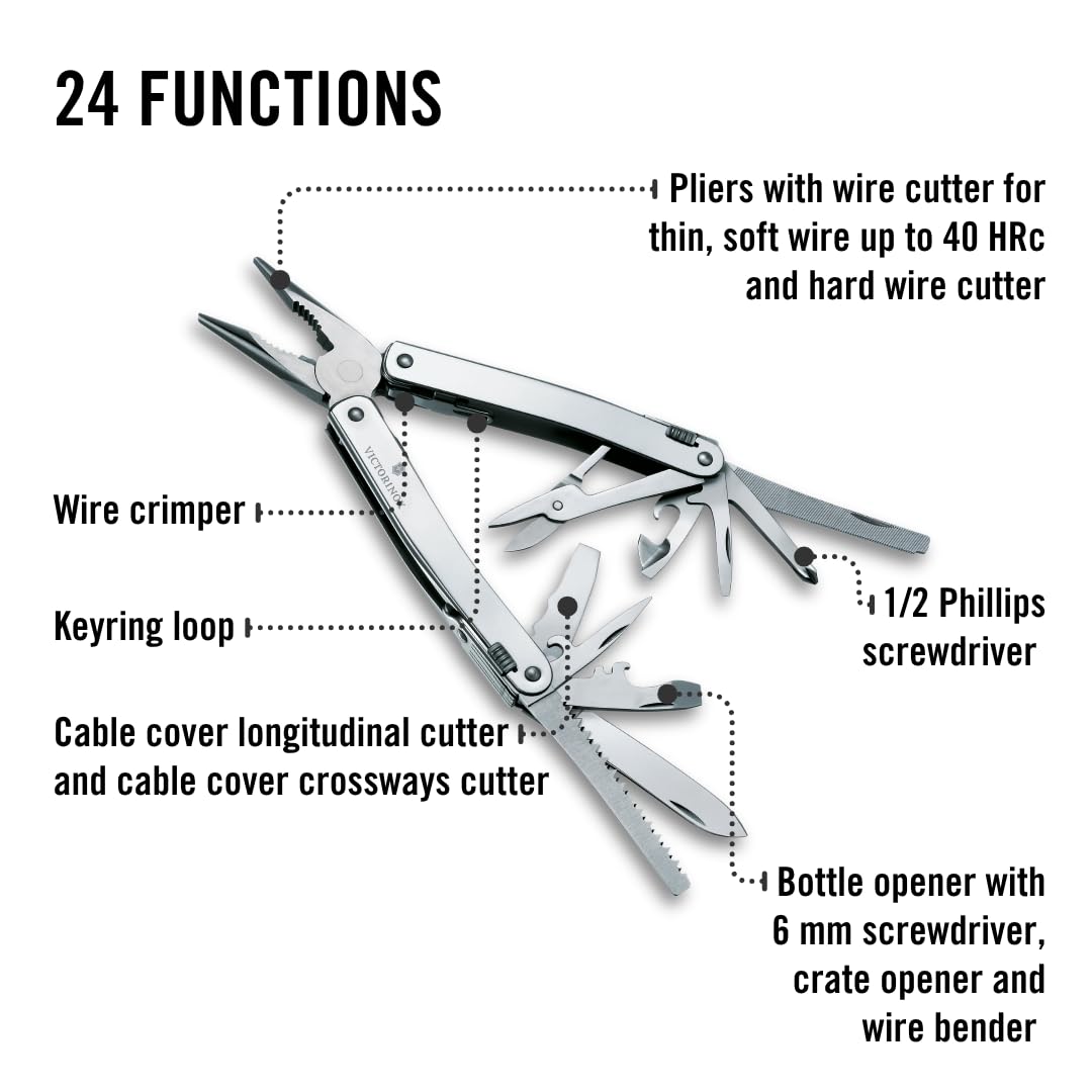 Victorinox Swiss Tool Spirit X 24-function setup covers many tasks.