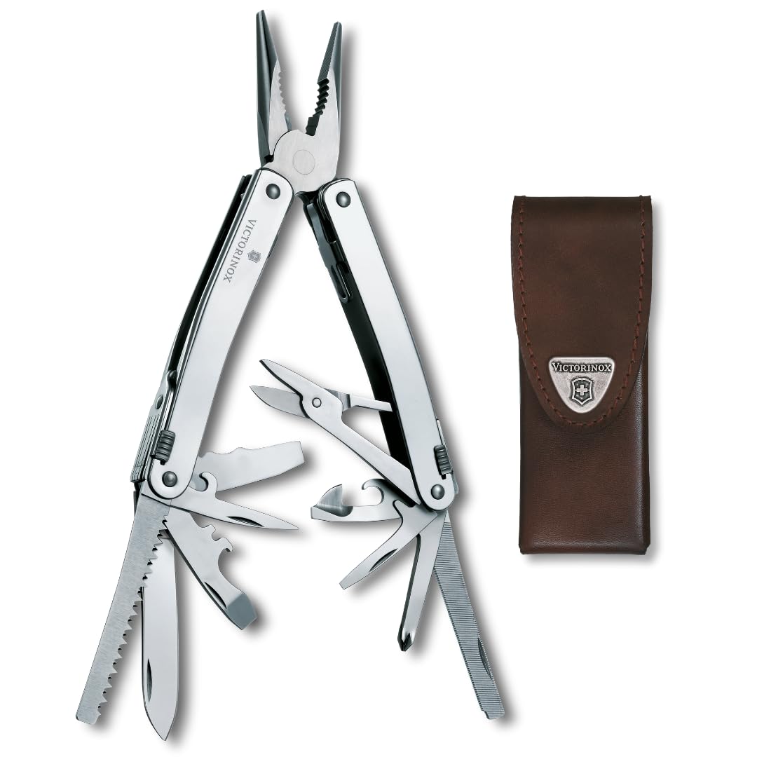 Victorinox Swiss Tool Spirit X with locking blade open, ready for quick repairs.