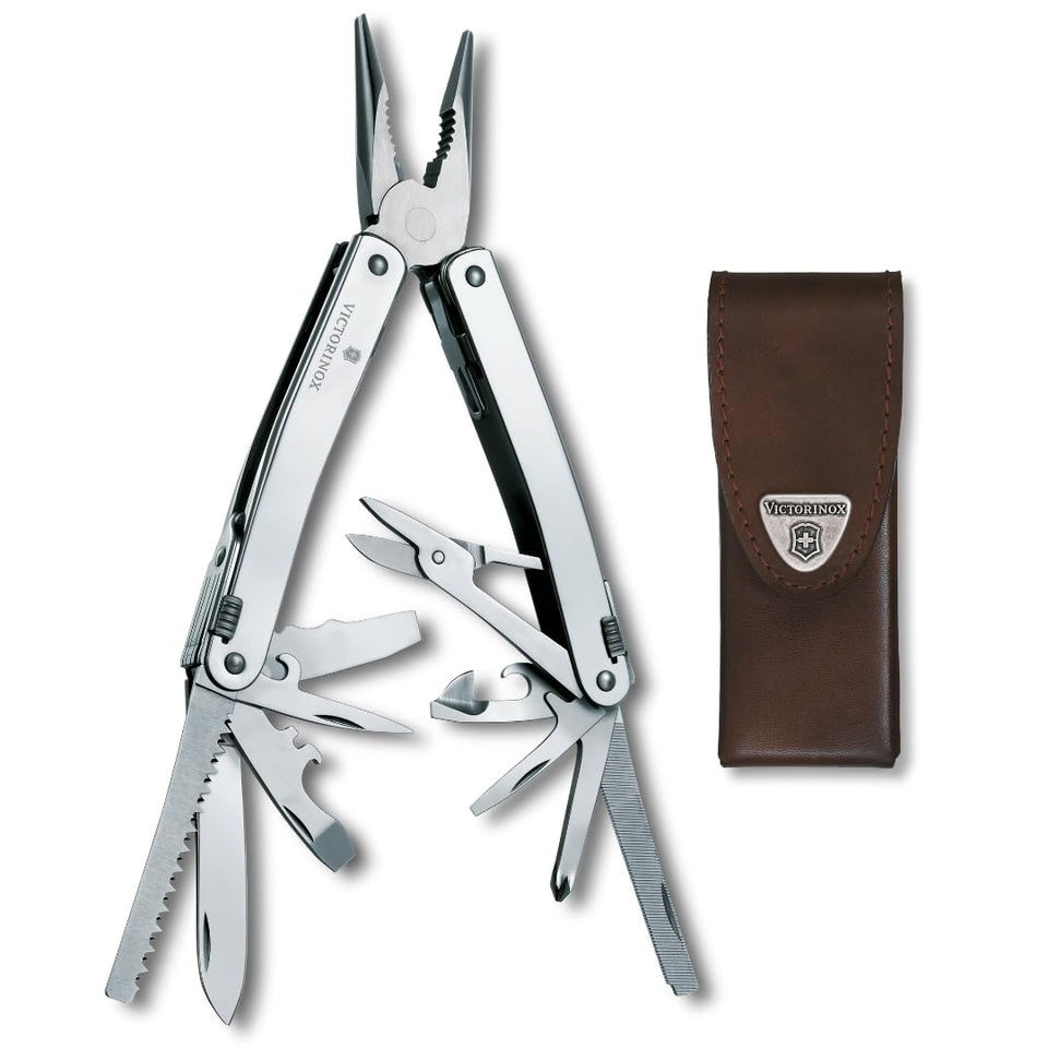 Victorinox Swiss Tool Spirit X with locking blade open, ready for quick repairs.