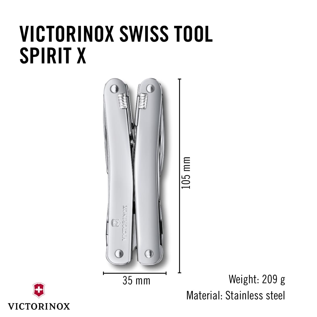 Victorinox Swiss Tool Spirit X stainless steel construction resists rust.