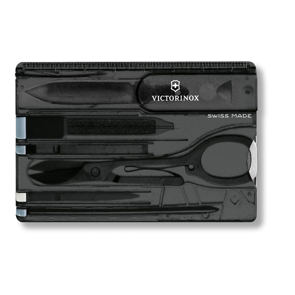 Victorinox SwissCard Onyx front view; compact wallet tool