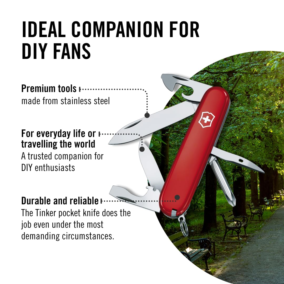 Victorinox Tinker bottle opener and small screwdriver in use for on-the-go fixes.
