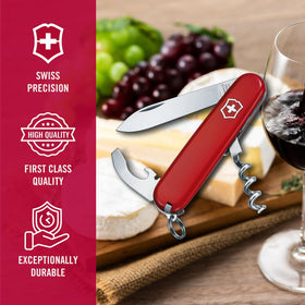 Victorinox Waiter knife in hand demonstrates versatile nine-function setup.