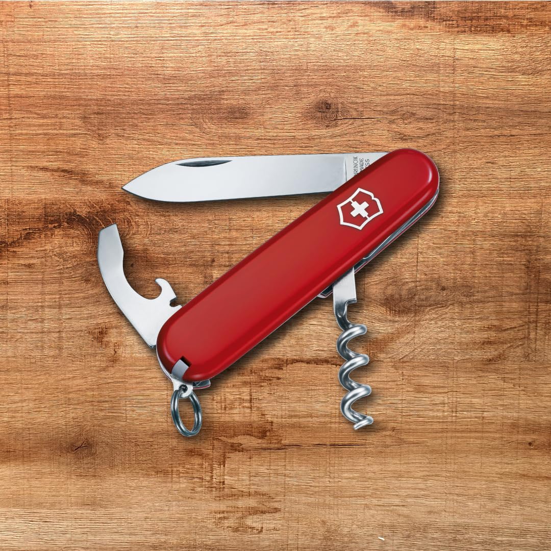 Victorinox Waiter knife large blade open for quick cutting tasks on picnics.