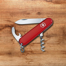 Victorinox Waiter knife large blade open for quick cutting tasks on picnics.