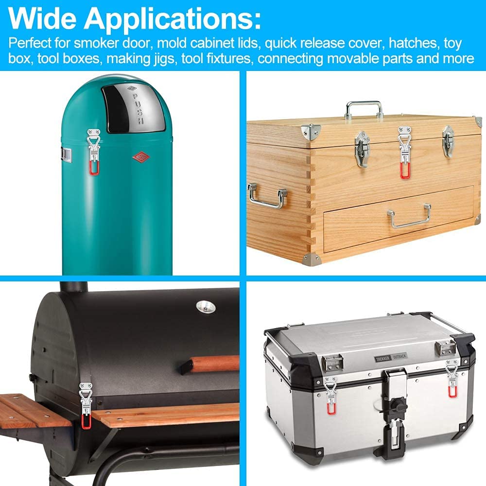 Vicuna R clamp used on smoker lid and tool box applications for reliable tension.