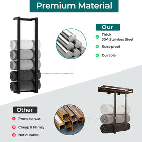VIDA-ZONE thirty-inch towel storage rack holds up to six large towels.