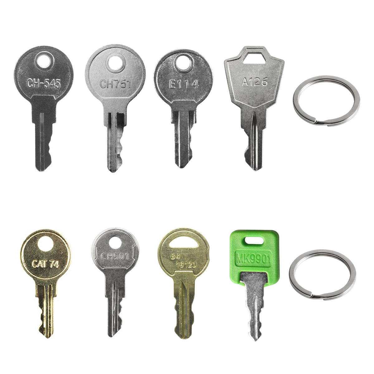 VIDABTE master key set MK9901 for RVs and trucks, shown with key ring for testing access.