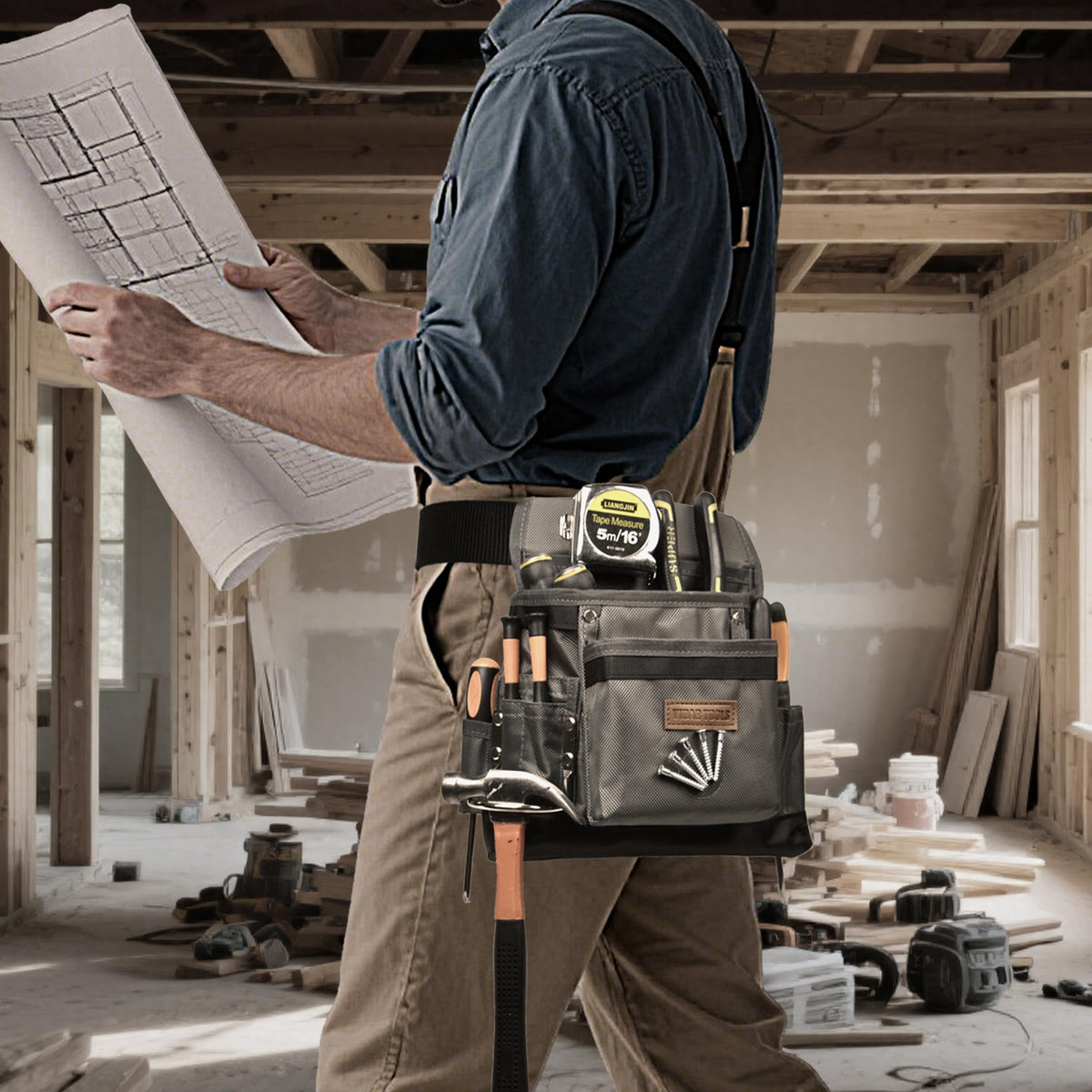 Vidar Tools adjustable nylon belt fits various waists for all-day comfort.