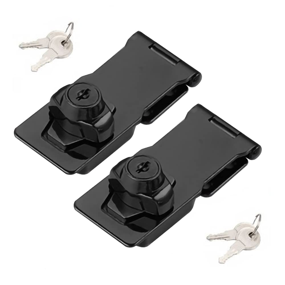 VIDYSUFYR 2-pack keyed hasp locks on a cabinet door for added security