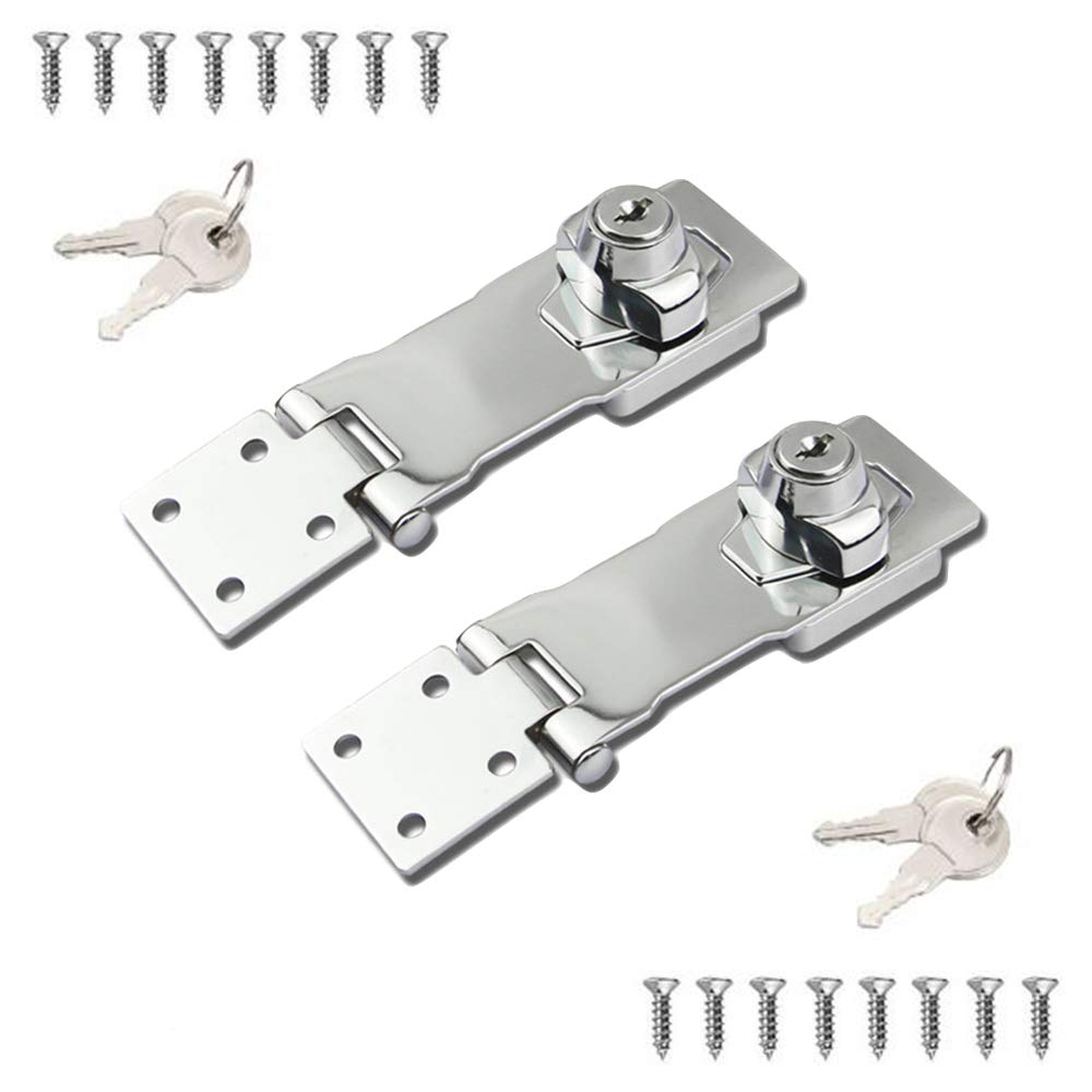 VIDYSUFYR keyed hasp lock 4-inch stainless steel securing a small cabinet