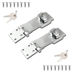 VIDYSUFYR keyed hasp lock 4-inch stainless steel securing a small cabinet