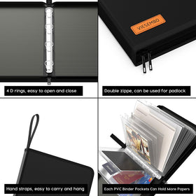 Viesembo binder pockets hold eight A4 four-hole pages and four B5 pockets.