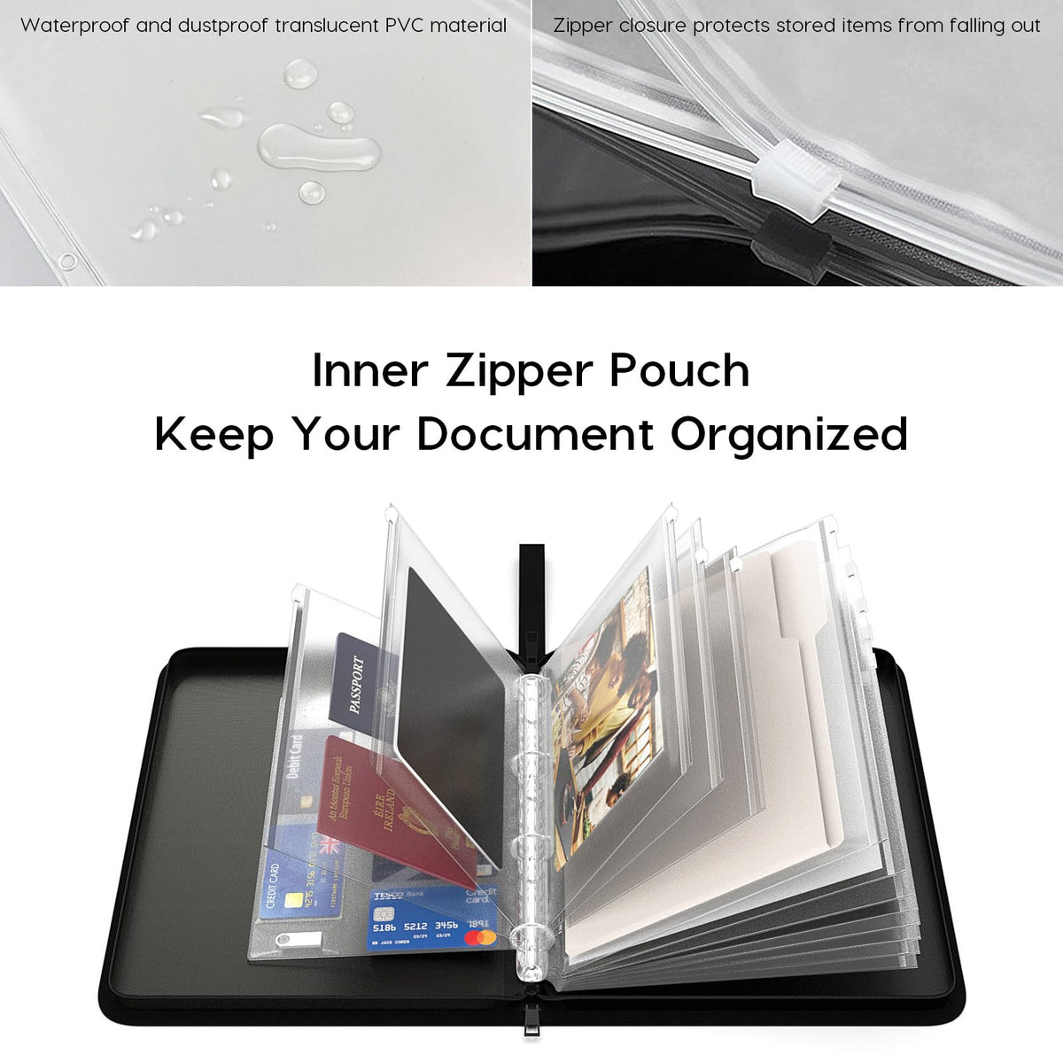 Viesembo large capacity document folder organizes birth certificates, passports, and receipts.