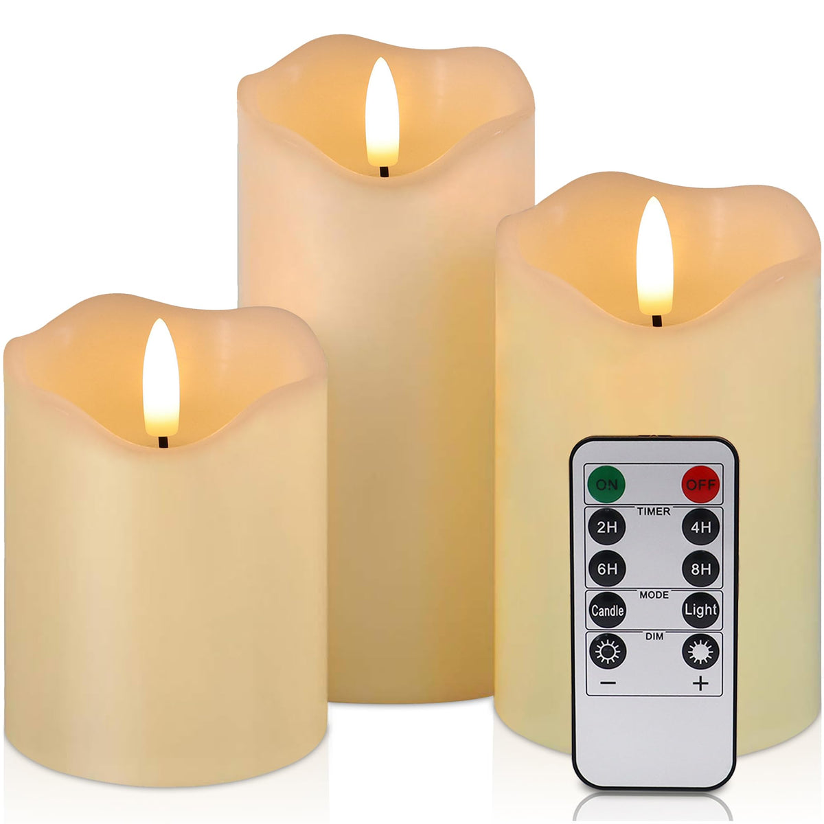 VIEWELLD flickering flameless ivory candles with realistic 3D flame for cozy ambiance