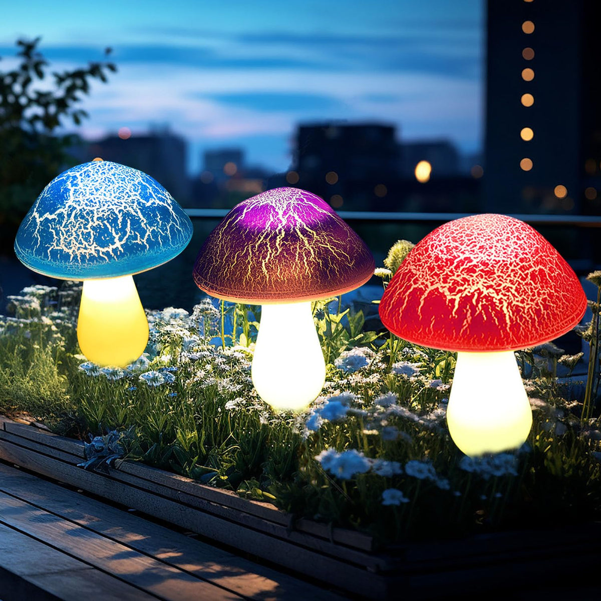 Viewpick solar mushroom lights are waterproof, ideal for year-round outdoor decorating.