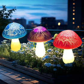 Viewpick solar mushroom lights are waterproof, ideal for year-round outdoor decorating.