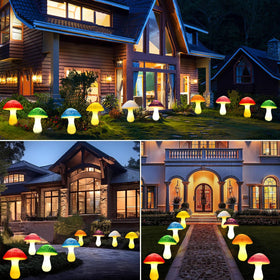 Viewpick solar mushroom lights elevate yard decoration with colorful glow.