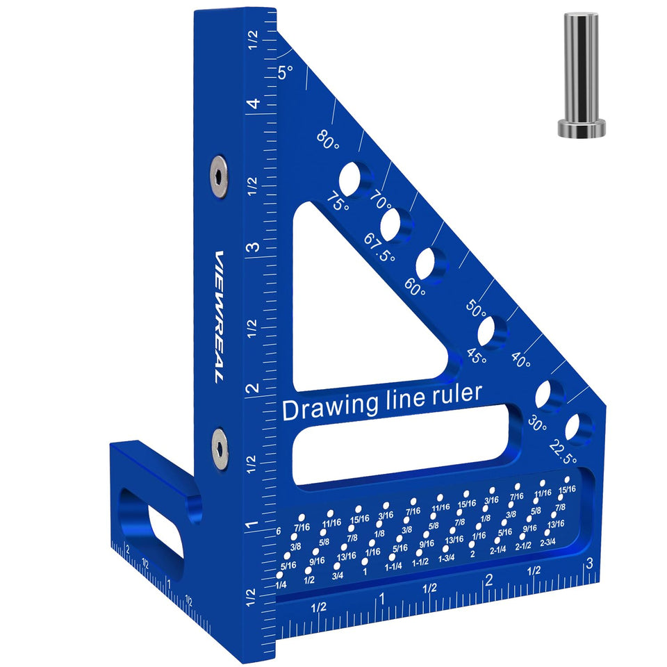 ViewReal 3D square front view highlights compact, durable aluminum for precise angle work