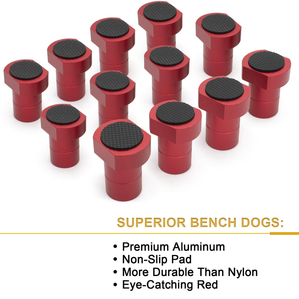 ViewReal bench dogs 3-4in fit demonstrates universal hole compatibility for MFT benches