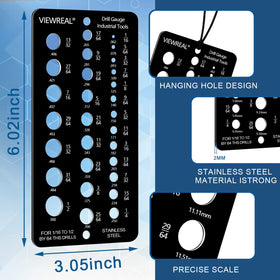 ViewReal bolt and wire diameter index gauge for quick bit sizing.