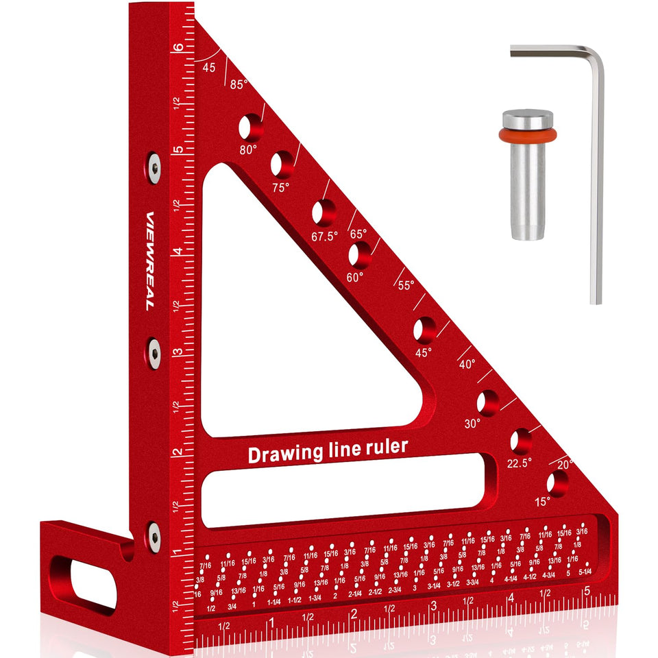 ViewReal large carpenter square with protractor for precise angle marking on wood