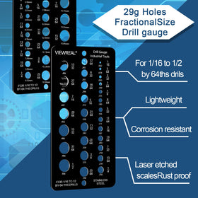 ViewReal stainless steel drill gauge in black for durable, rustproof readings.