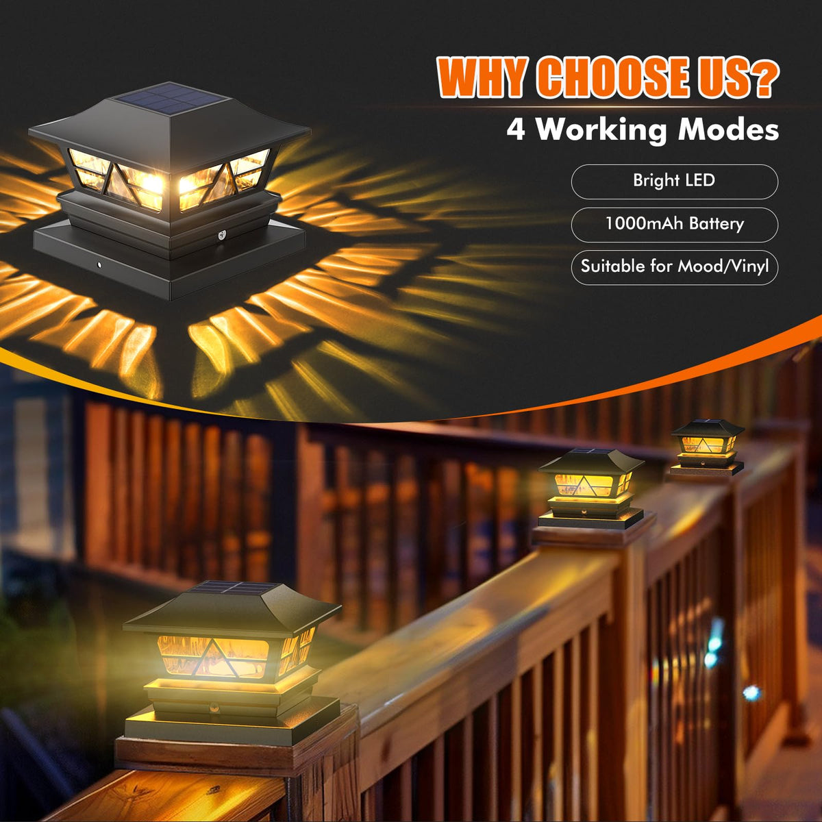 Viewsun IP65 waterproof post lights handle rain and snow.