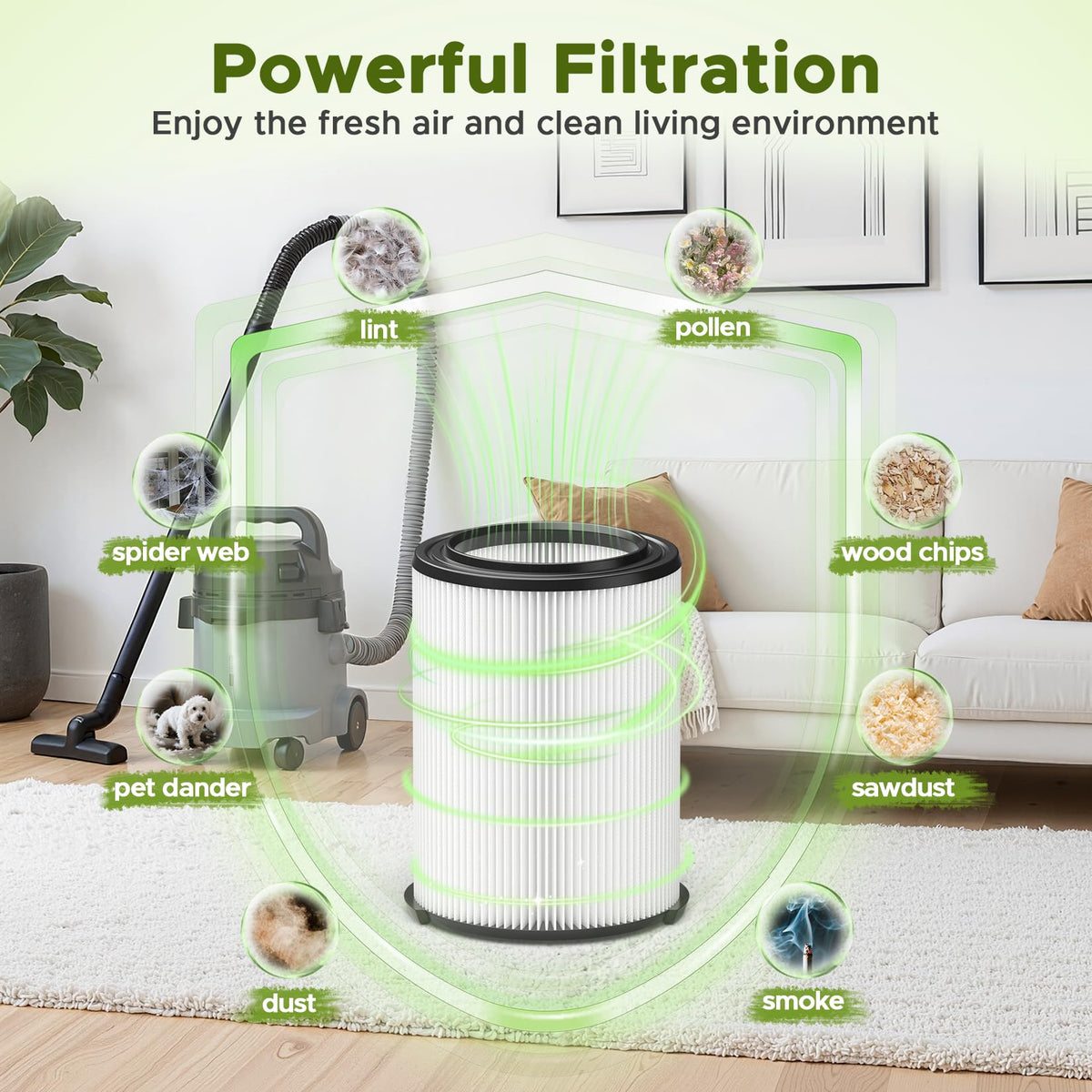 Vifect VF4000 filter improves airflow for steady vacuum performance.