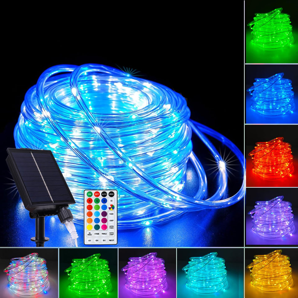 Vigdur 66ft solar rope lights with 200 LEDs illuminate large outdoor spaces