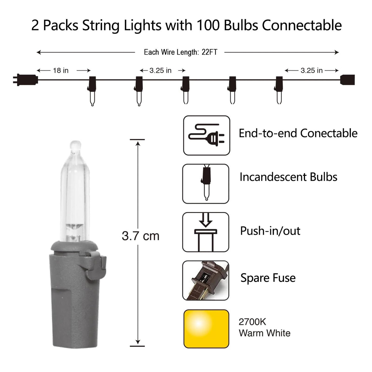 Vigdur end connector enabling extension to three strands for larger setups.