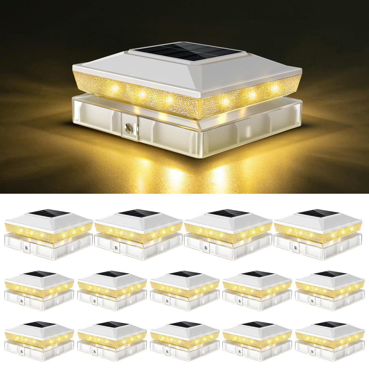 vighep 14-pack solar post cap lights for full fence coverage