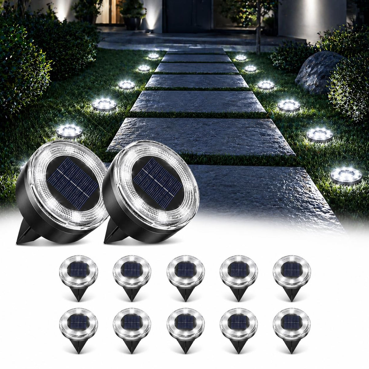 vighep mini solar ground lights flush with soil for mower-safe pathways