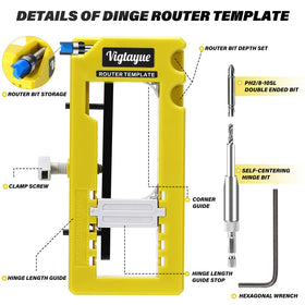 Vigtayue router template hinge showing quick height and length adjustments