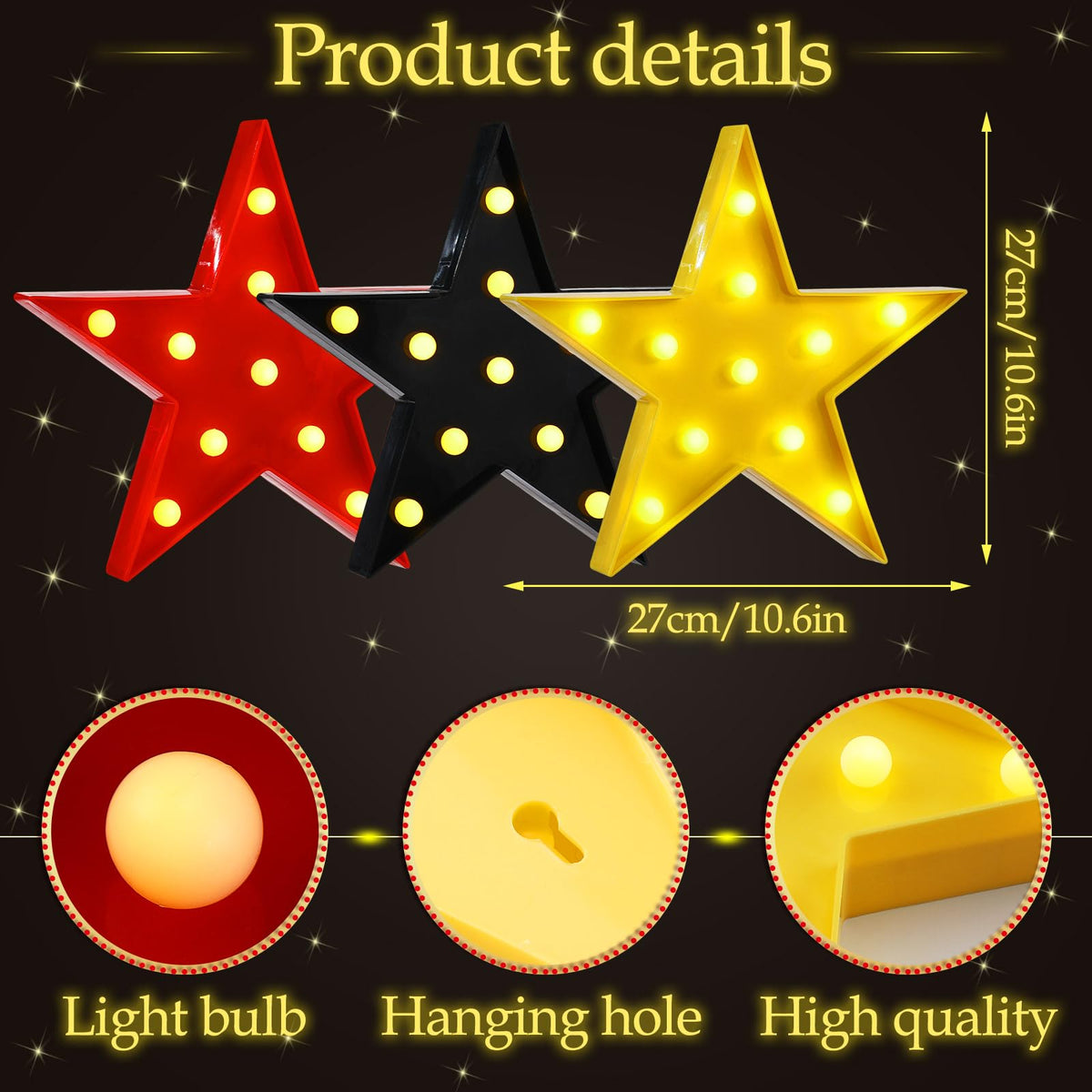 VIHOSE marquee star light red desk display for ambient room decor.