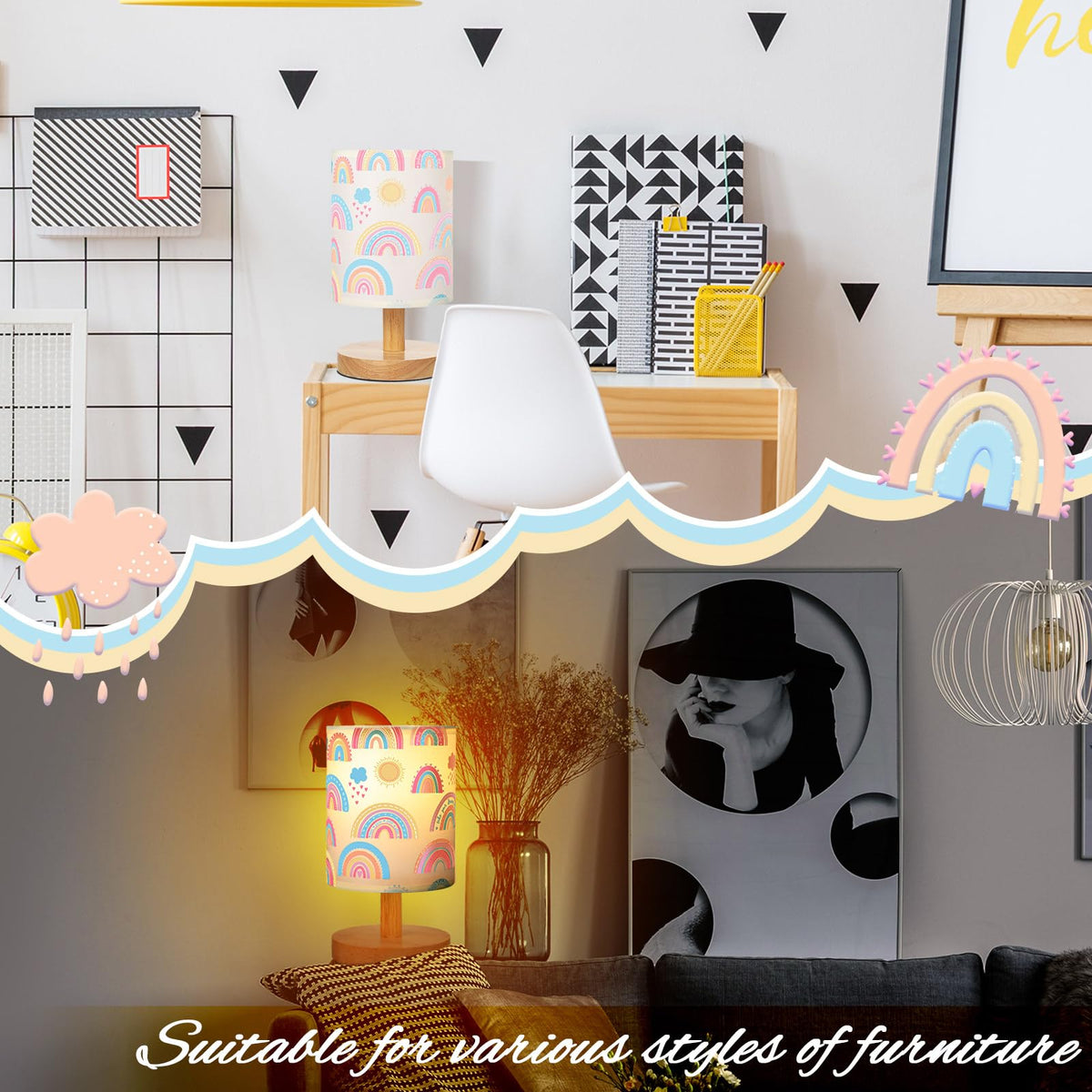 vihose floral design nursery lamp enhances shelves and decor
