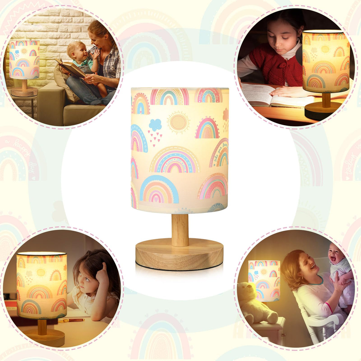 vihose linen shade boho kids lamp emits soft warm light