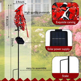 VIHOSE metal red bird decor enhances yard visibility after sunset.