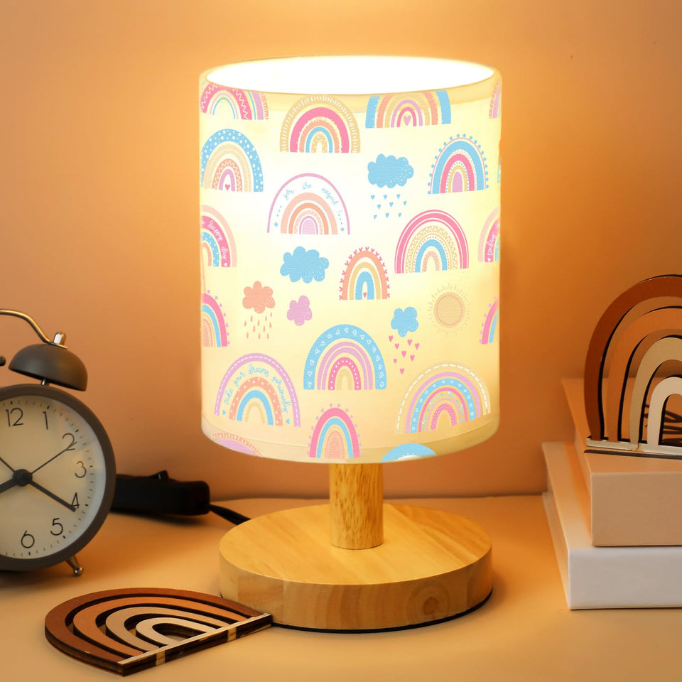 vihose rainbow kids table lamp with bedside glow for cozy reading