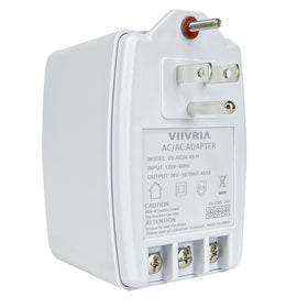 VIIVRIA 24V transformer front view showing compact plug-in design for easy replacement
