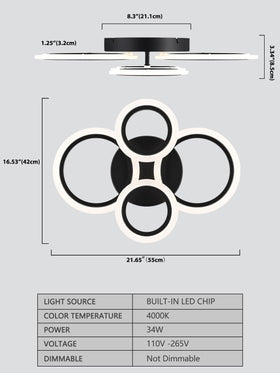 Vikaey black finished living room ceiling light adds modern style