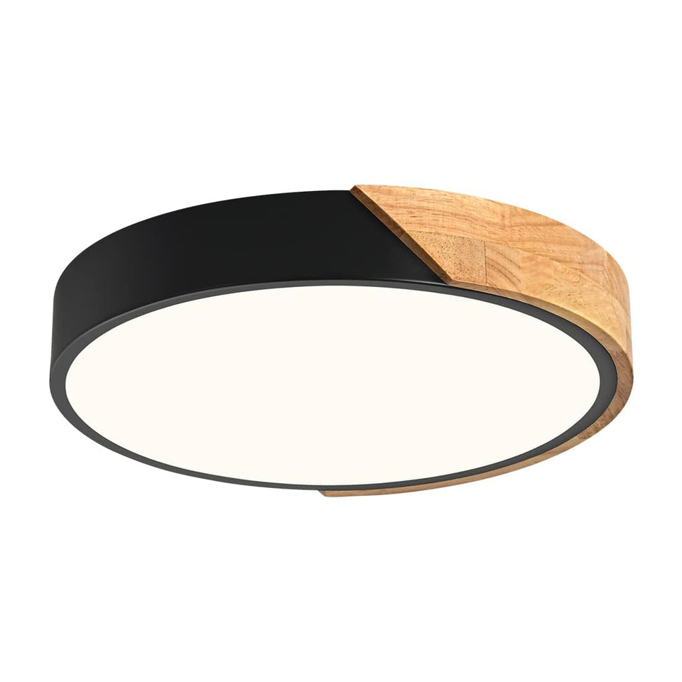 Vikaey modern LED ceiling light in black with 11.8-inch diameter and clean focal point.