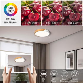 Vikaey wood-style flush mount adds natural texture to bedrooms or dining rooms