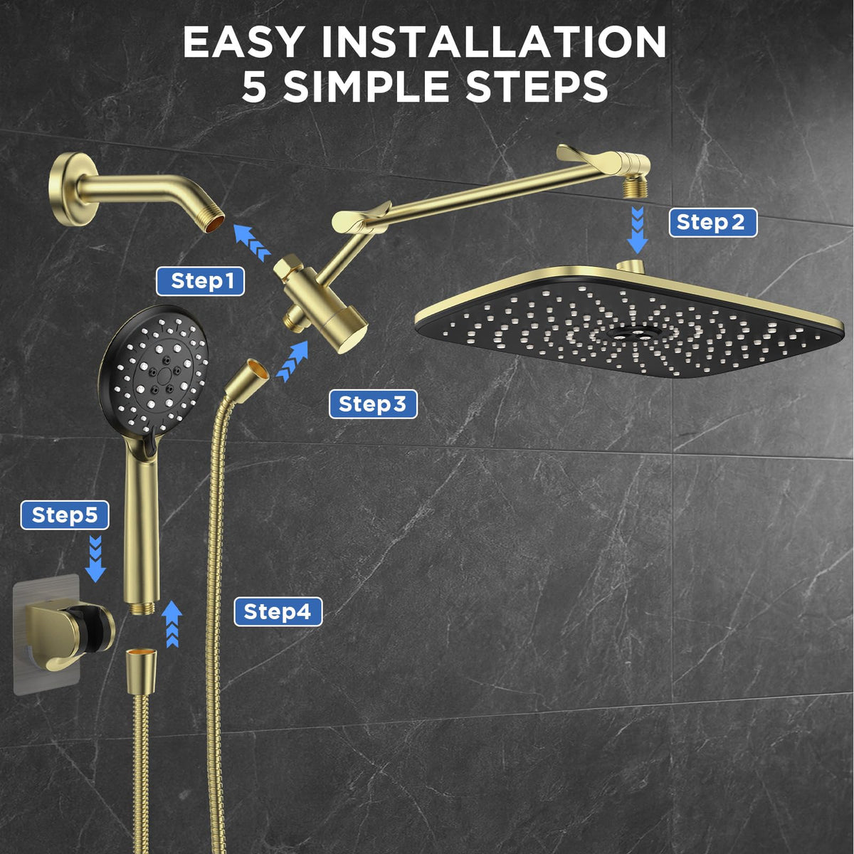 Veken daily spa-like shower experience with rainfall and handheld.